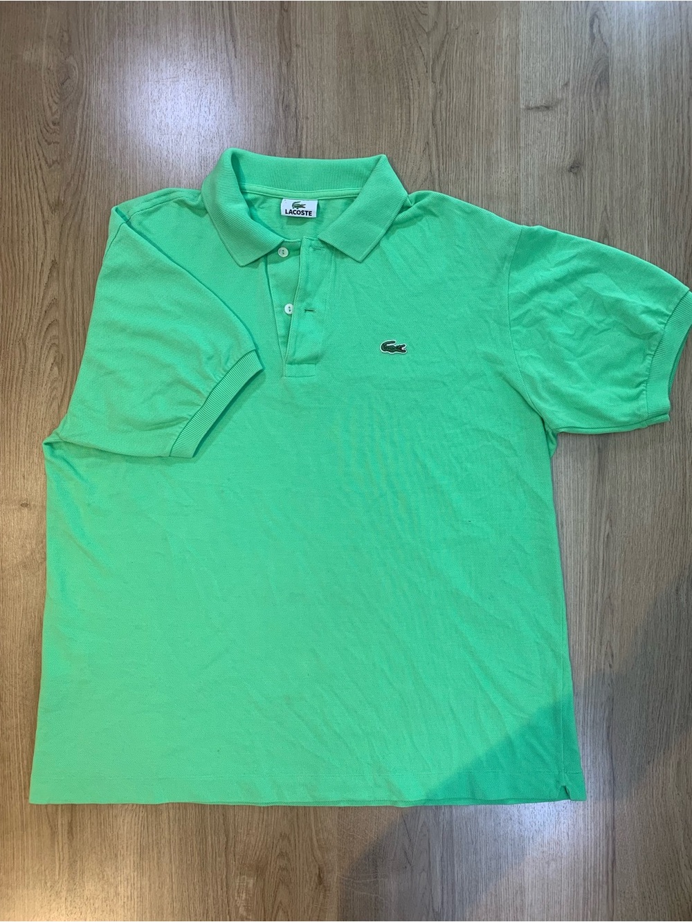 LACOSTE Classic Pique Cotton Short Sleeve Polo Shirt Apple Green Size 5 / Large